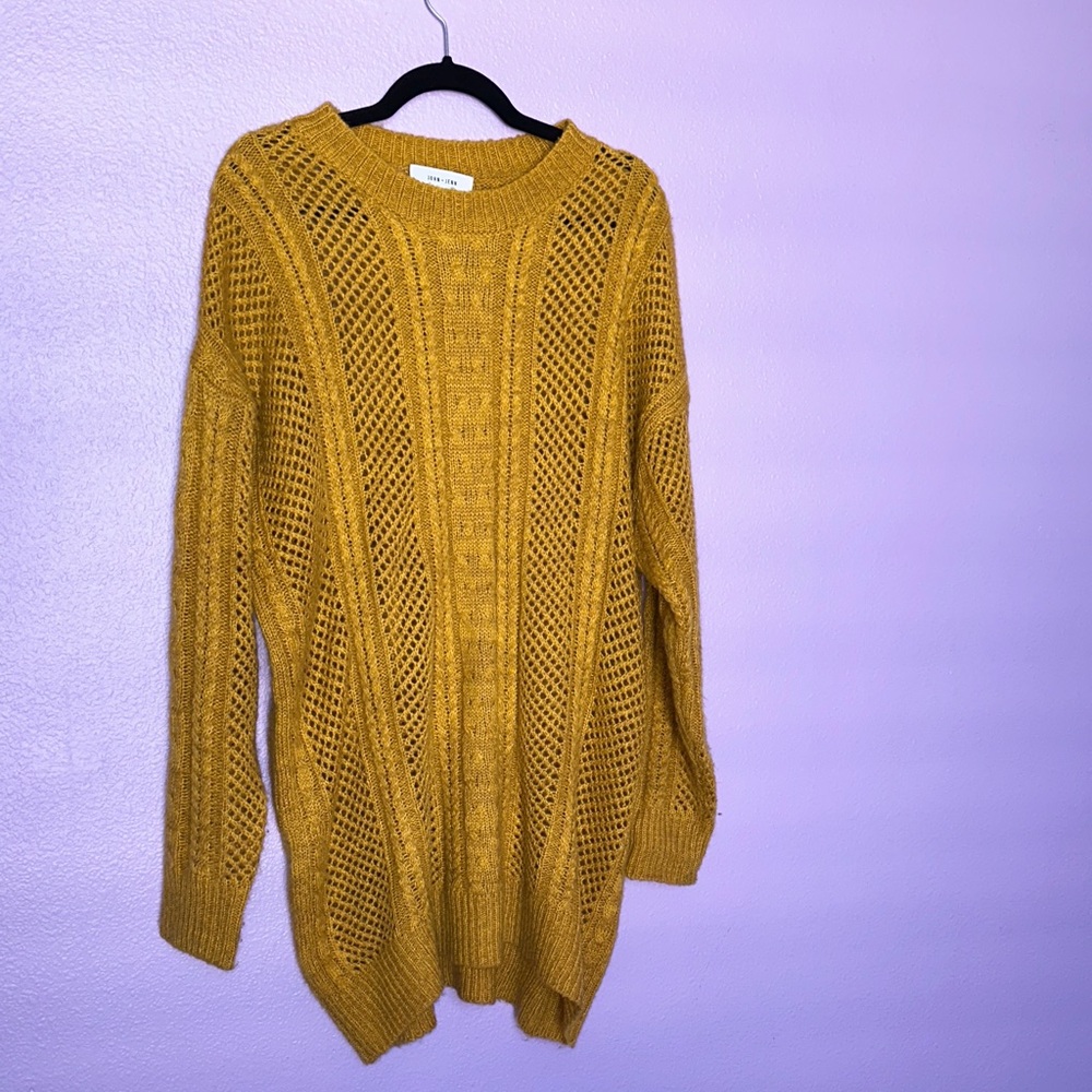 John + Jenn Mustard Cable Knit Sweater